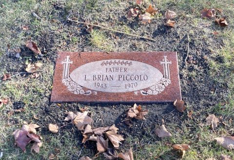 Grave of Louis Brian Piccolo (1943–1970) at Saint Mary Catholic Cemetery
