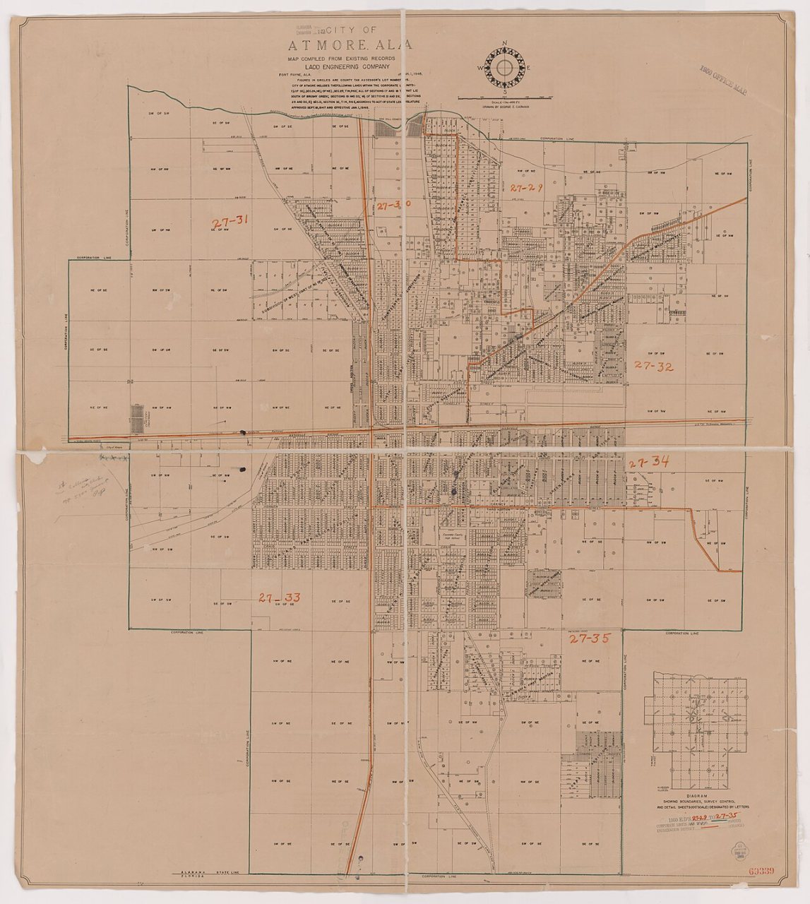 1950 Census Enumeration District Maps - Alabama - Escambia County - Atmore - ED AL 27-29 to 35