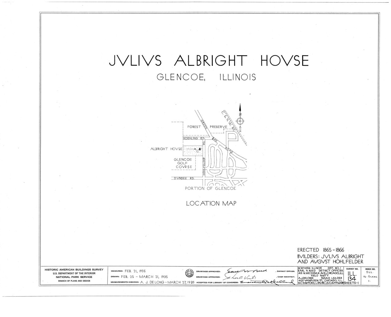 HABS ILL,16-GLENC,1- (sheet 0 of 1) - Julius Albright House, Hohfelder Road