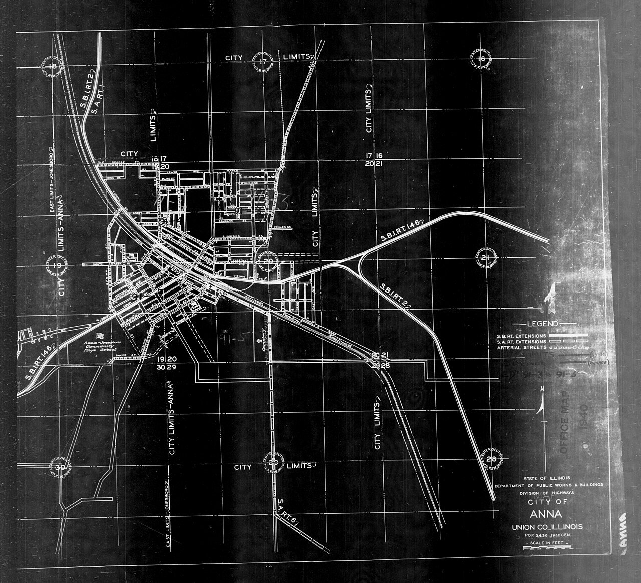 1940 Census Enumeration District Maps - Illinois - Union County - Anna - ED 91-3, ED 91-4, ED 91-5