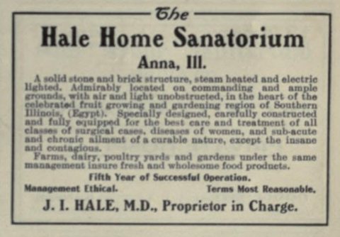 Hale Home Sanatorium ("American medical directory", 1906 advert)