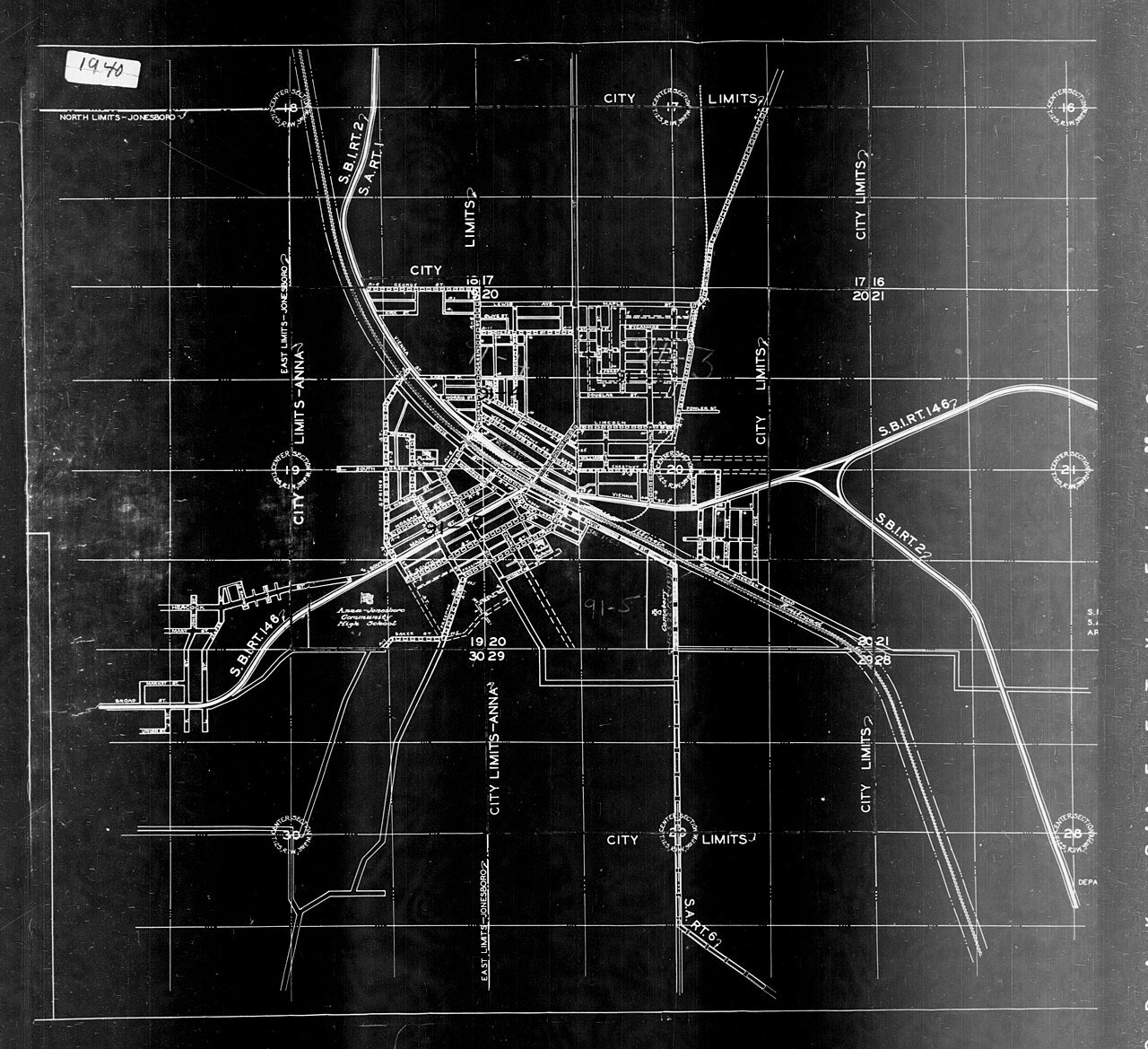 1940 Census Enumeration District Maps - Illinois - Union County - Anna - ED 91-3, ED 91-4, ED 91-5