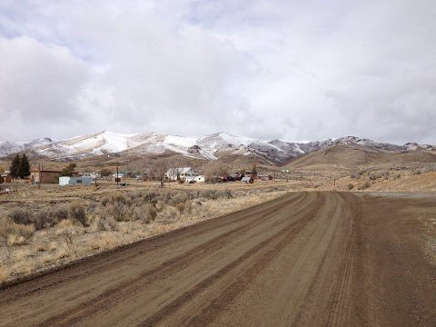 2014-02-27 12 39 34 View west along Tuscarora Road (Elko County Route 723) in