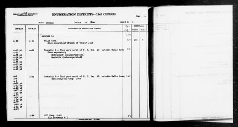1940 Census Enumeration District Descriptions - Nevada - Elko County - ED 4-13, ED 4-14, ED 4-15, ED 4-16