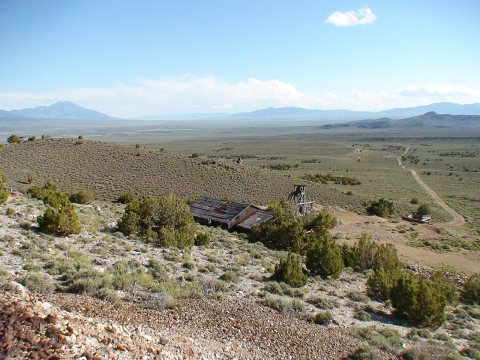Jackson Mines, Pilot Peak on the left, Looking S-SE, Elko Co., NV
