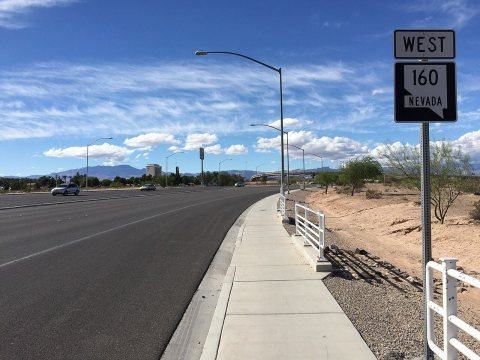 2015-11-03 12 23 07 View northwest from the southeast end of Nevada State Route 160 (Blue Diamond Road) in