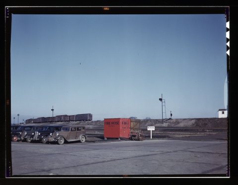 Train going over the hump at the C & NW RR's [i.e. Chicago and North Western railroad's] Proviso yard, Chicago, Ill