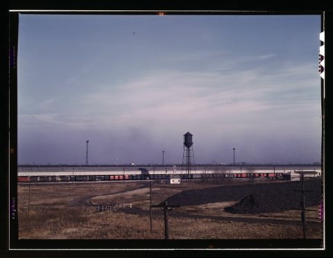 Truck trailers loading and unloading at C & NW RR's [i.e. Chicago and North Western railroad's] Proviso yard, Chicago, …