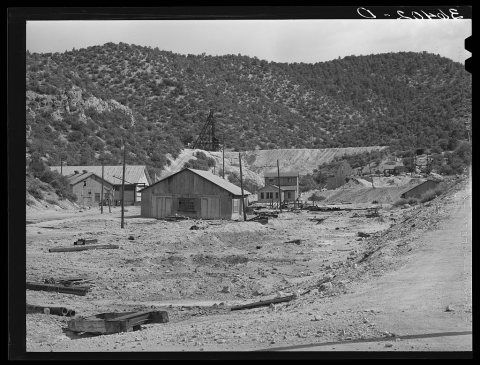 Untitled photo, possibly related to: Old buildings and working of Burro Mountain. Copper County