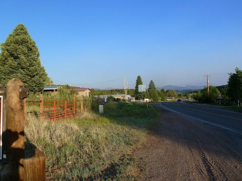 Rio Lucio, NM, View N, Junction NM 75 and Indian Route 206, Sangre de Cristo Mountains on the Horozon, 2011