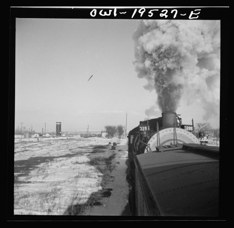Untitled photo, possibly related to: Chillicothe, Illinois. A helper engine is taken on for added power on a grade exte…