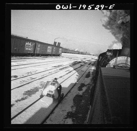Untitled photo, possibly related to: Chillicothe, Illinois. A helper engine is taken on for added power on a grade exte…