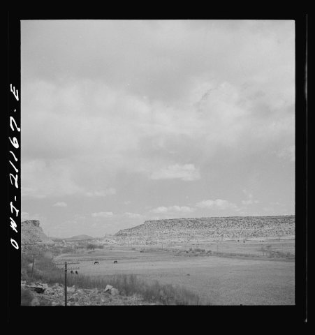 McCartys (vicinity), New Mexico. Passing by an Indian reservation along the Atchison, Topeka and Santa Fe Railroad betw…