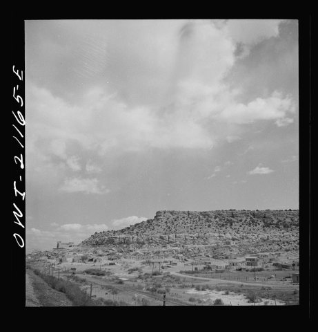 Untitled photo, possibly related to: McCartys (vicinity), New Mexico. Passing by an Indian reservation along the Atchis…