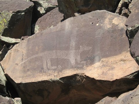 Red Dot Trail Petroglyph with big paws