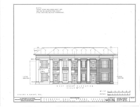 HABS ALA,42-ATH,1- (sheet 3 of 10) - Athens College, Founder's Hall, Beaty Street