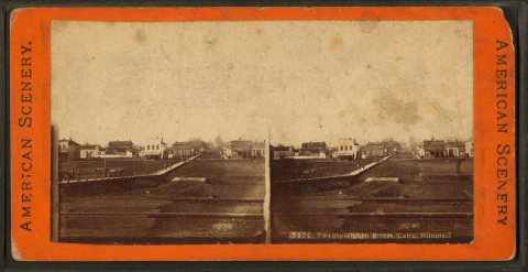 Twenty-eighth Street, Cairo, Illinois.Alternate Title: American scenery. / 28th Street in Cairo, showing buildings, wal…