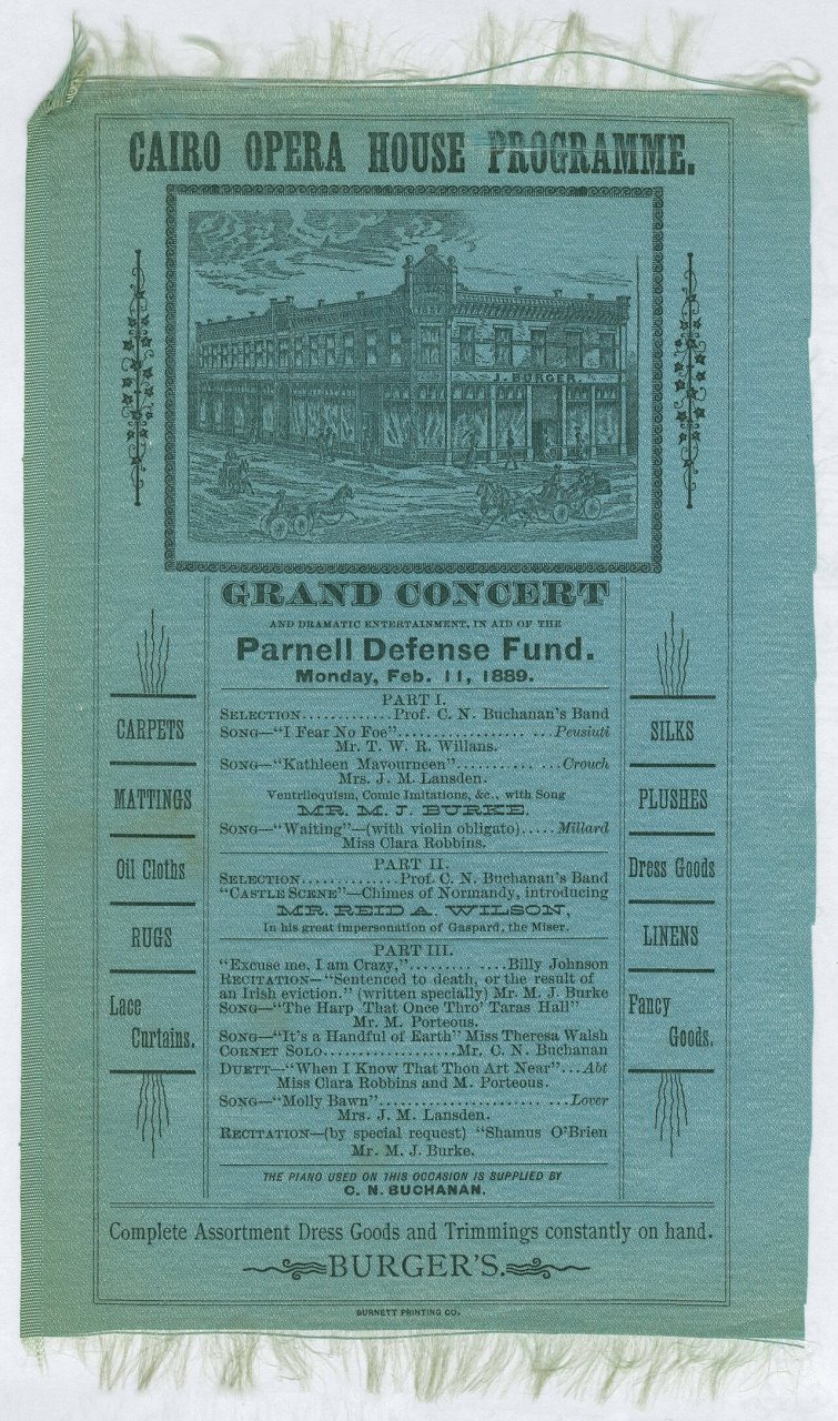 Cairo Opera House programme, grand concert and dramatic entertainment in aid of the Parnell... (NBY 1789)