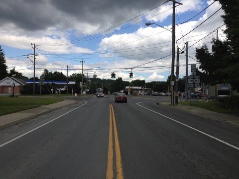 2014-08-28 13 46 06 View east along New York State Route 43 at New York State Route 150 in the West Sand Lake section o…