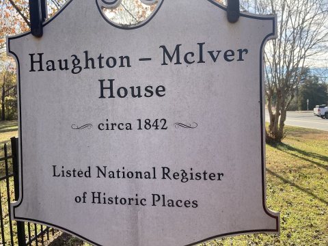 Informational sign in front of Haughton-McIver House