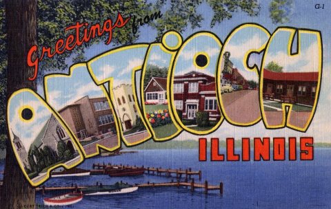 Greetings from Antioch, Illinois - Large Letter Postcard