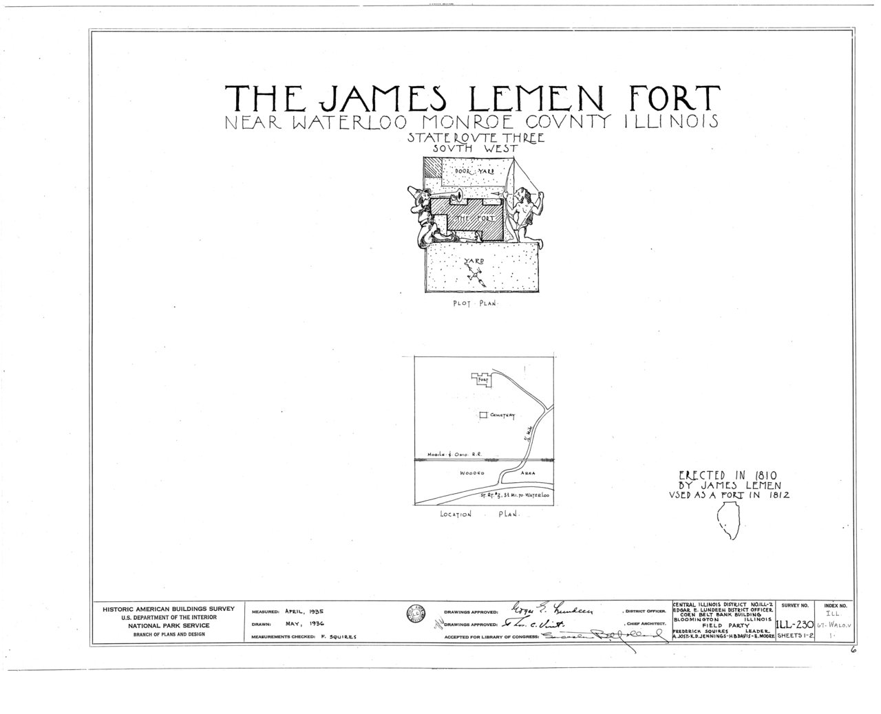 HABS ILL,67-WALO.V,1- (sheet 0 of 2) - James Lemen House, State Highway 3