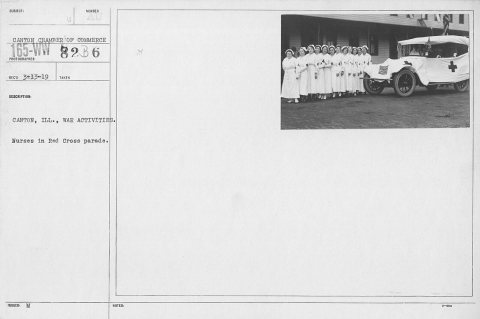Ceremonies - Illinois thru Massachusetts - Canton, Ill., war activities. Nurses in Red Cross parade