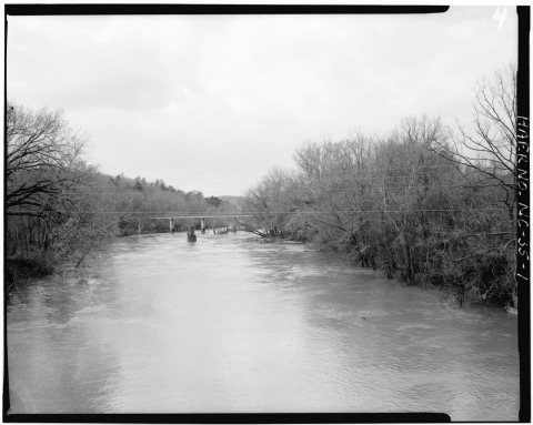 DEEP RIVER, VIEW, LOOKING WEST, FROM S.R. 1011 BRIDGE - Lockville Hydroelectric Plant, Deep River, 3.5 miles upstream f…