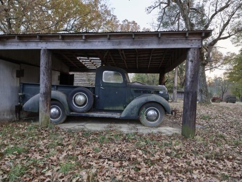 Sheltered 1943 Ford truck at Prodigal Farm, near Durham
