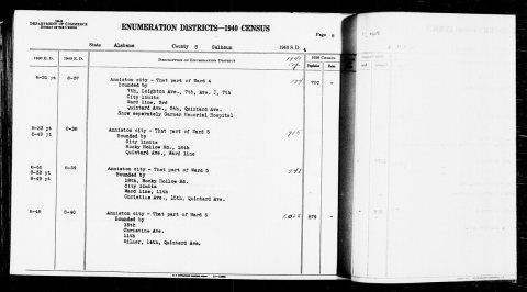1940 Census Enumeration District Descriptions - Alabama - Calhoun County - ED 8-37, ED 8-38, ED 8-39, ED 8-40