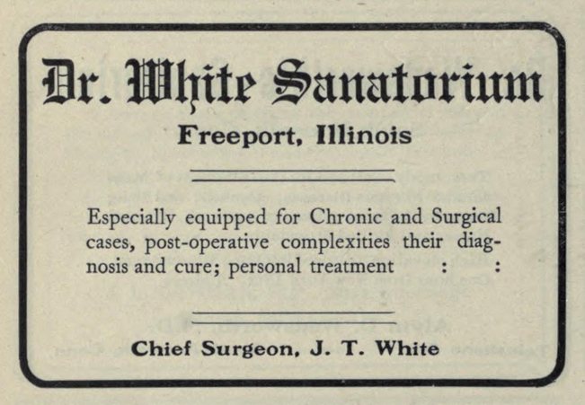 Dr. White Sanatorium ("American medical directory", 1906 advert)