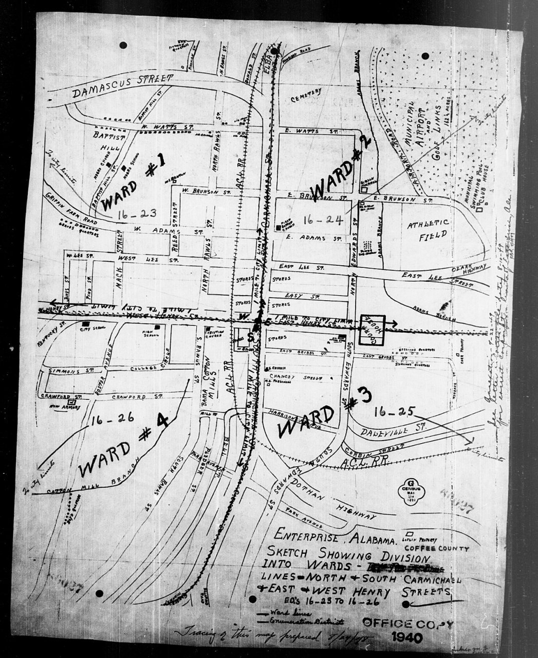 1940 Census Enumeration District Maps - Alabama - Coffee County - Enterprise - ED 16-23, ED 16-24, ED 16-25, ED 16-26
