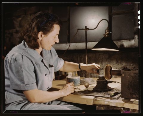 Formerly a sculptress and designer of tiles, Dorothy Cole converted her basement into a workshop to tin plate needles f…