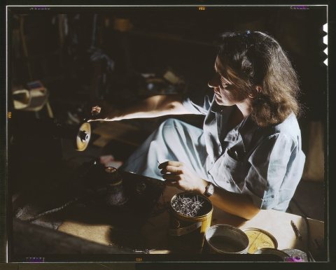 Formerly a sculptress and designer of tiles, Dorothy Cole converted her basement into a workshop to tin plate needles f…