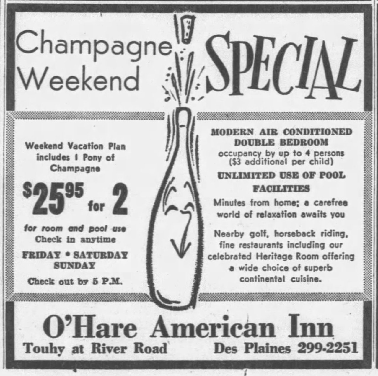 O'Hare American Inn advertisement in The Chicago Tribune (July 23,1967)