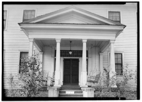 CLOSE-UP OF FRONT PORCH, EAST - Freeman-Caver-Christian House, Upper Friendship Road, Oxford, Calhoun County, AL HABS A…