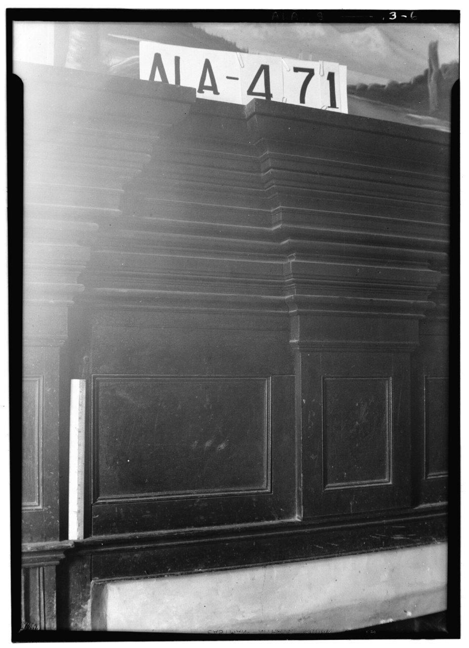 CLOSE-UP OF MANTEL DETAIL IN LIVING ROOM (E. room) - Borders-Blackman House, DeArmanville-Choccolocco Road, Oxford, HAB…