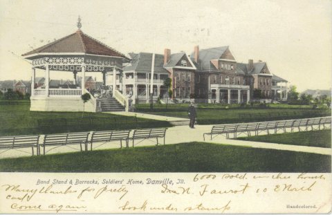Postcard showing Old Soldier's Home in Danville, Illinois, USA circa 1907