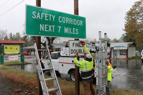 Install Safety Corridor Sign