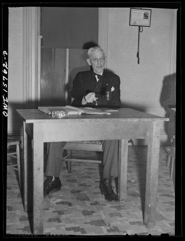 West Chicago, Illinois. Mr. W.M. Hoag, president, opens the meeting of the west Chicago Lodge of the International Brot…