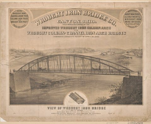 Wrought Iron Bridge Co., Canton, Ohio View of wrought iron bridge - - W.J. Morgan & Co. lith., Cleveland, O