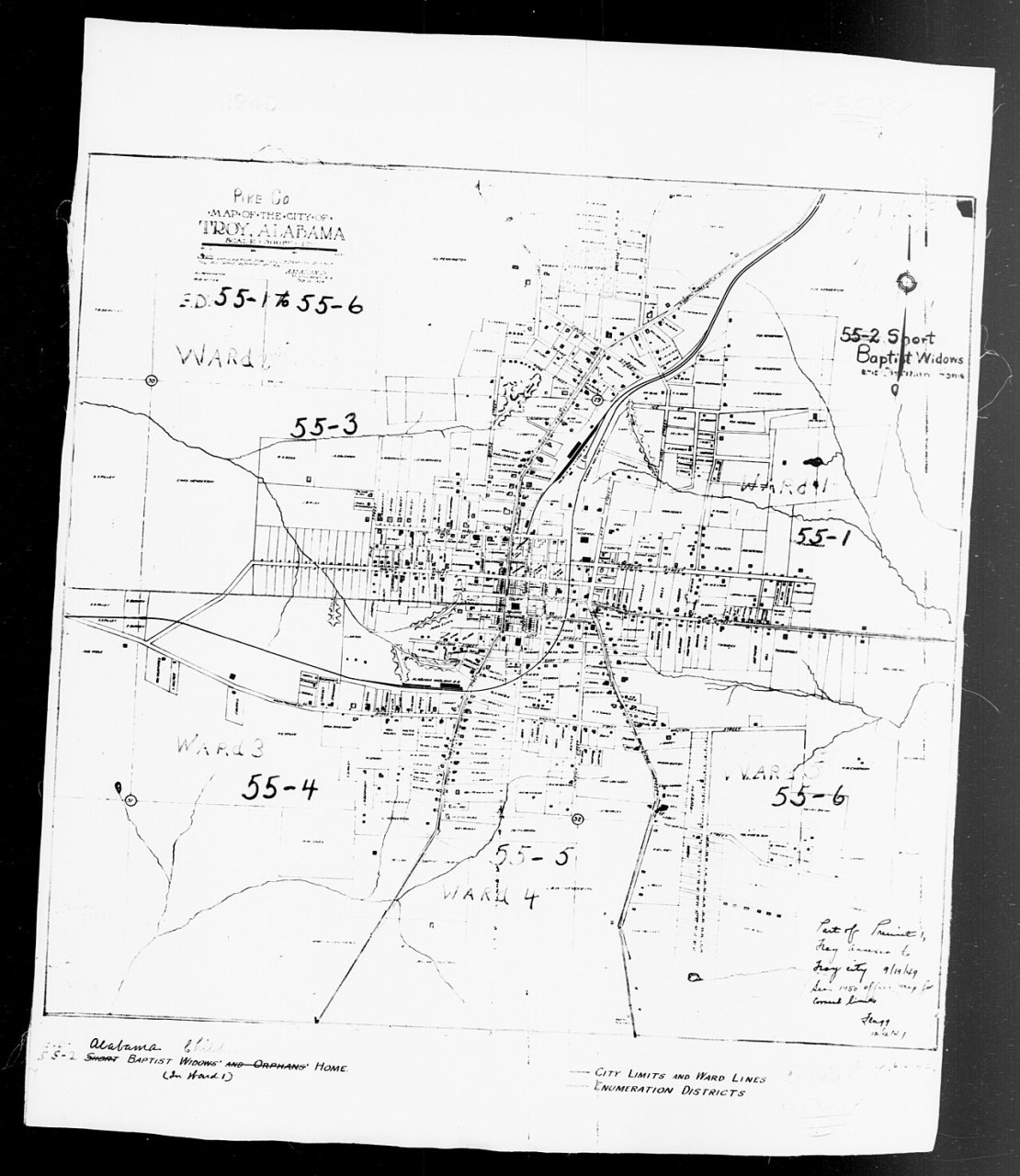 1940 Census Enumeration District Maps - Alabama - Pike County - Troy - ED 55-1A, ED 55-1B, ED 55-2, ED 55-3, ED 55-4, E…