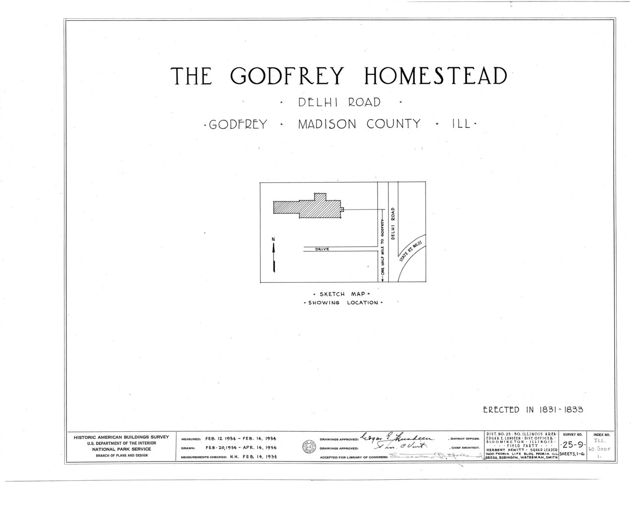 HABS ILL,60 -GODF,1- (sheet 0 of 6) - Godfrey Homestead, Delhi Road