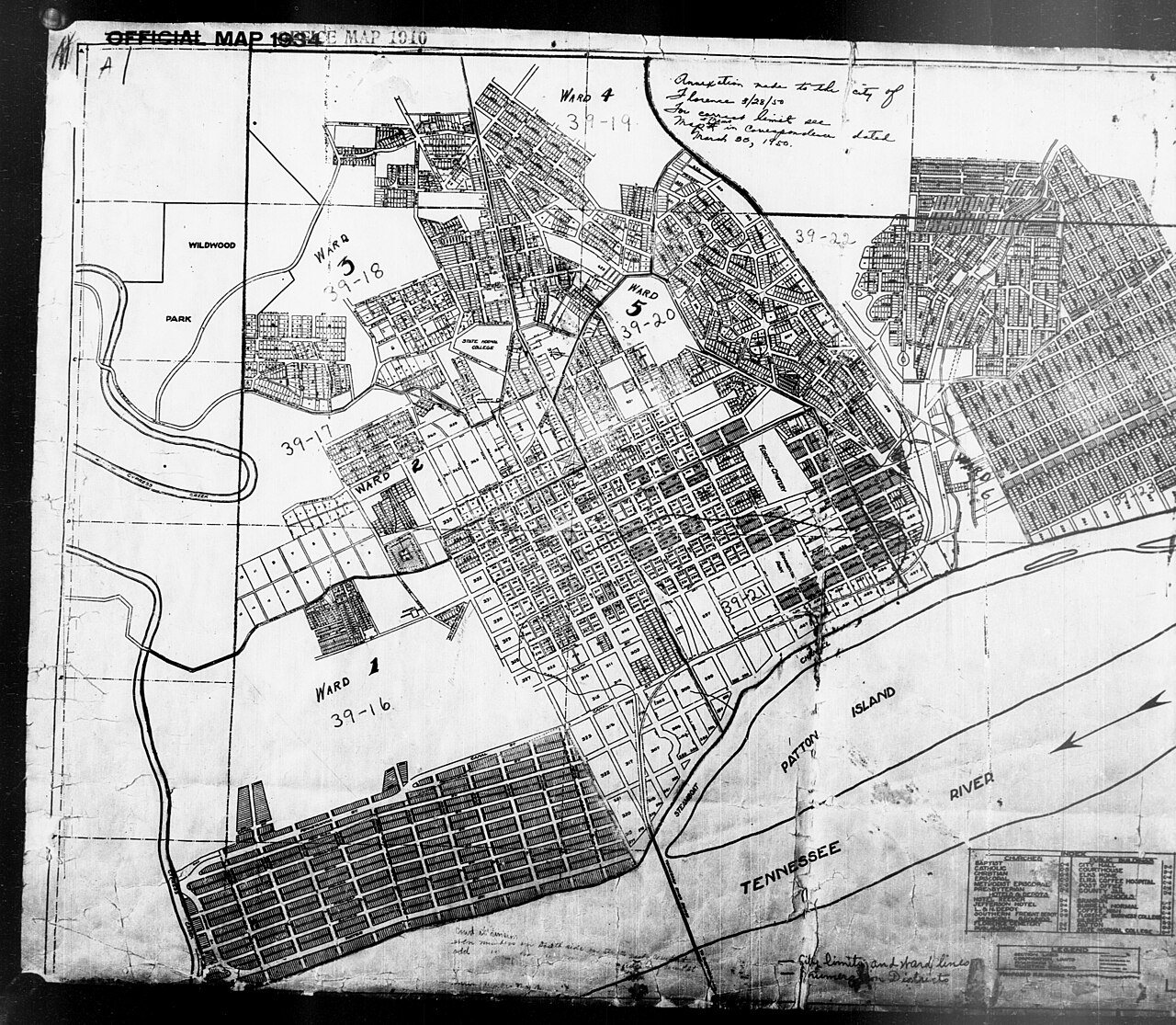 1940 Census Enumeration District Maps - Alabama - Lauderdale County - Florence - ED 39-16 - ED 39-23