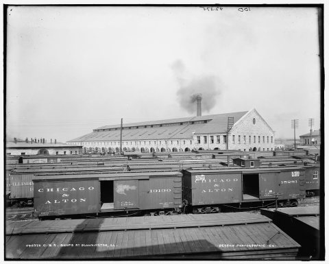 C. & A. [Chicago and Alton Railroad] shops at Bloomington, Ill