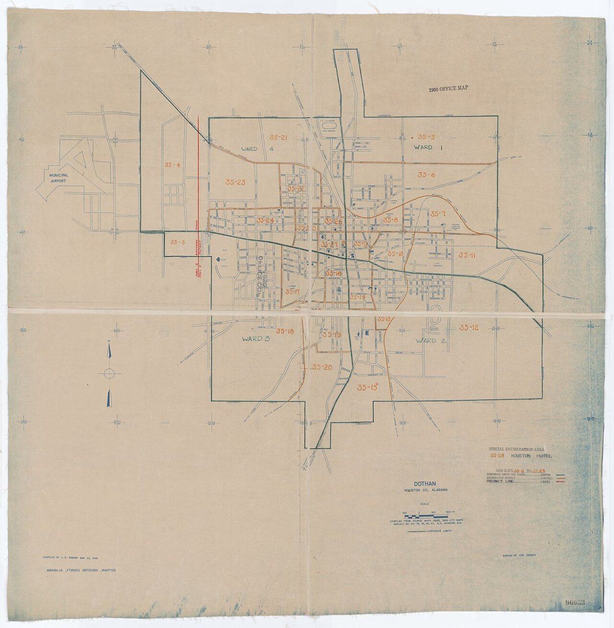 1950 Census Enumeration District Maps - Alabama - Houston County - Dothan - ED AL 35-3 to 28