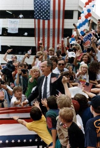 President and Mrs. Bush attend a "Pride in Alabama" Rally at the Riverchase Galleria shopping mall in