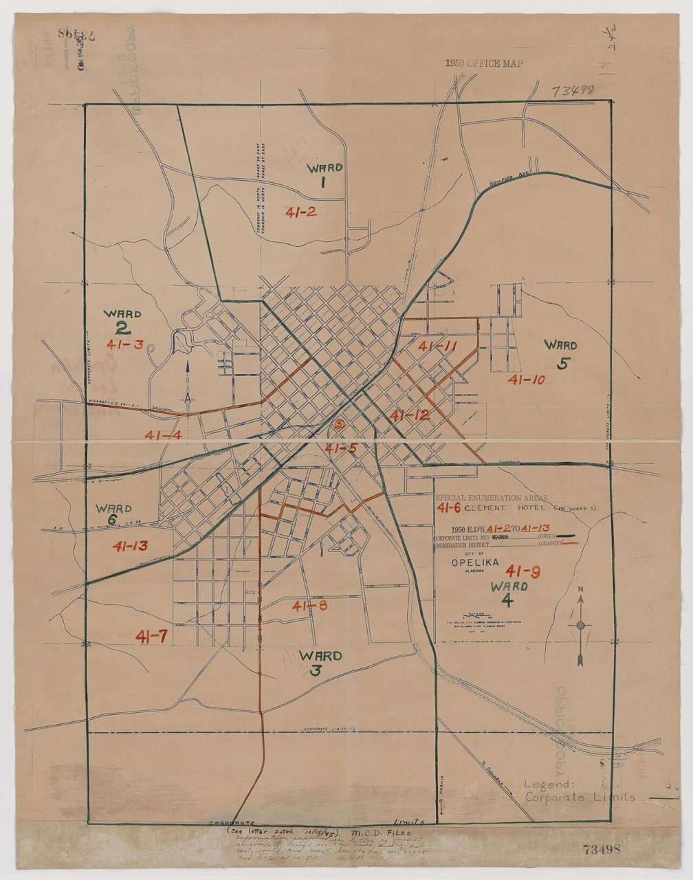 1950 Census Enumeration District Maps - Alabama - Lee County - Opelika - ED AL 41-2 to 13