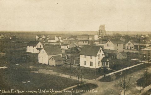 Bird's Eye View Looking Southwest of School Tower, circa 1908 - LaCrosse, Indiana
