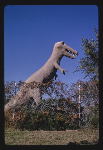 Dinosaur Village RV Mobile Home Park, dinosaur statue, Route 40
